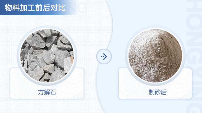 方解石制砂前后對(duì)比圖 方解石制砂前后對(duì)比圖